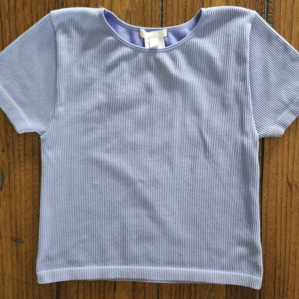 GB Girls Soft Blue Ribbed Tee
